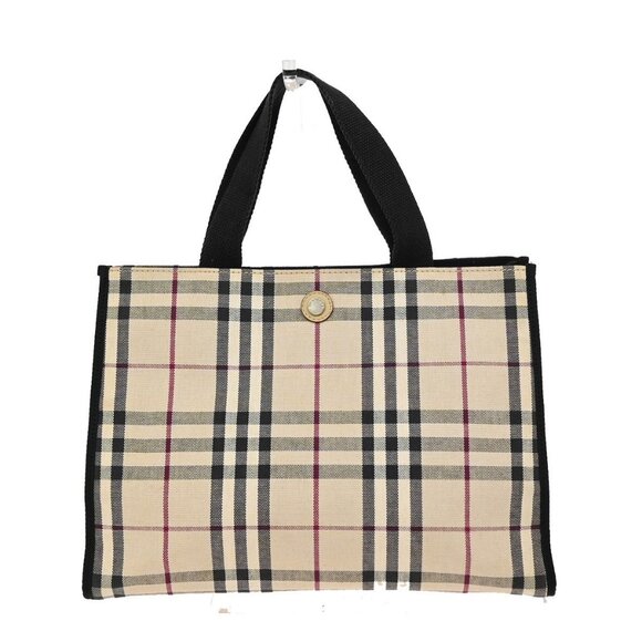 BURBERRY Logo Nova Check Hand Tote Bag Canvas Leather Beige Black 05KA814 - Picture 15 of 16